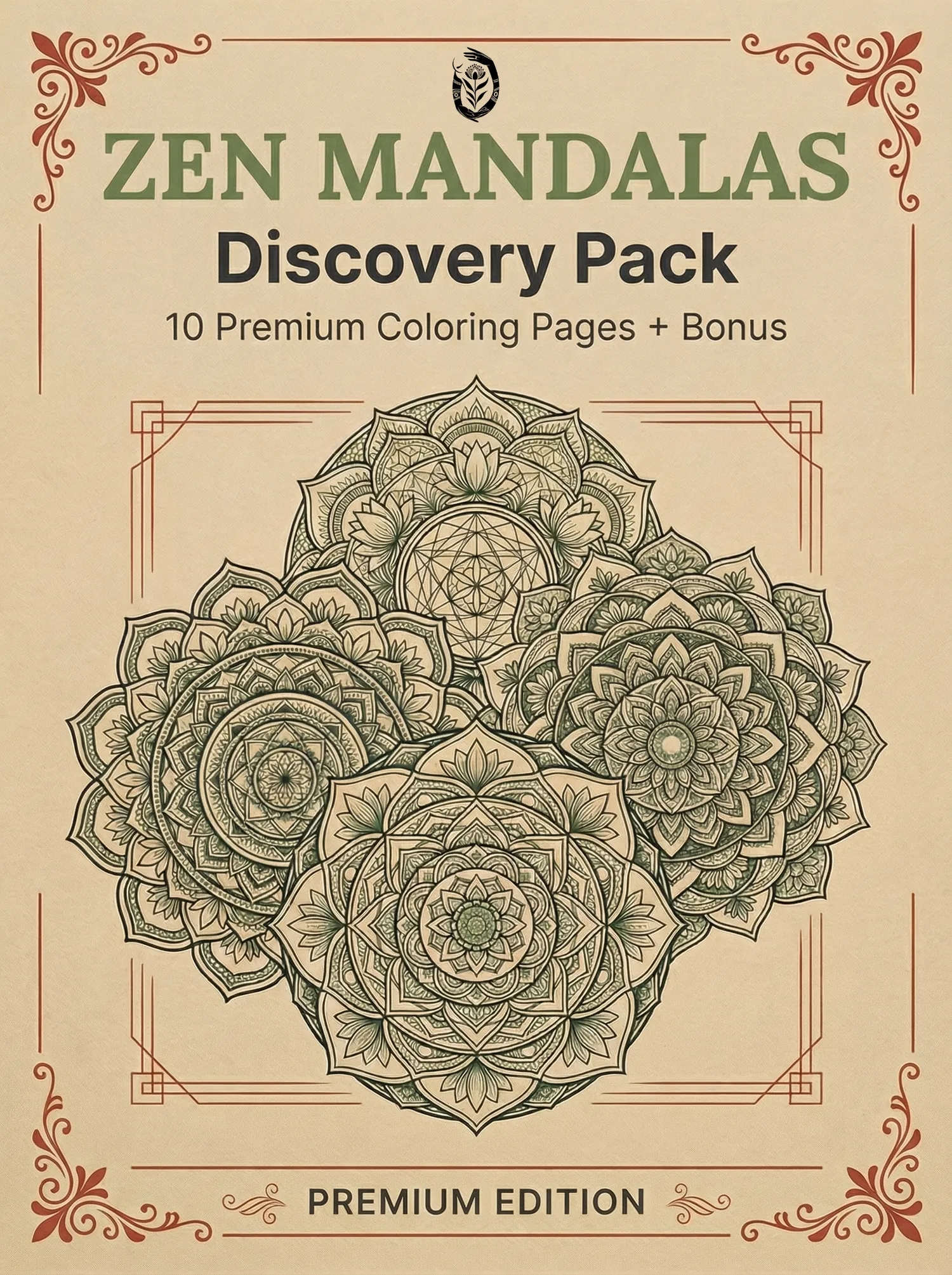 Zen Mandalas adult coloring book pack cover